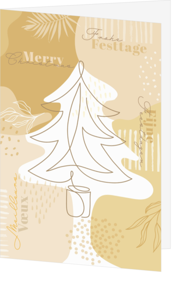 Kerstkaart - Line-art kerstboom