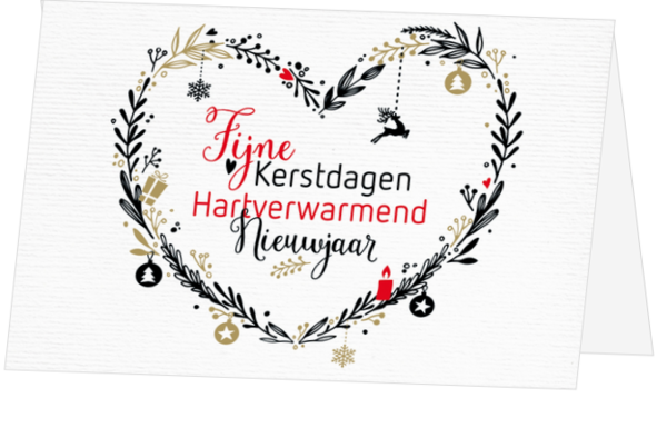 Kerstkaart - Mooi hart gevormd van kersttakjes