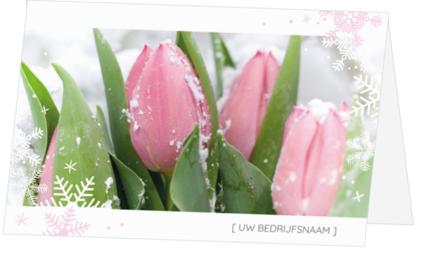 Kerstkaart - Tulpen met sneeuw