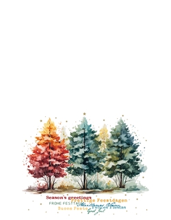 Carte de Vœux   Arbres colorés à l'aquarelle Verso/Recto