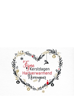 Kerstkaart   Mooi hart gevormd van kersttakjes Achterkant/Voorkant